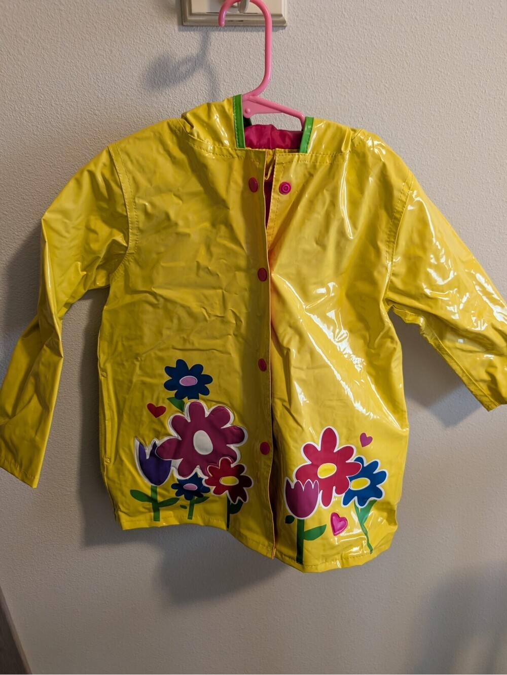 Wippette kids toddler girl 3T yellow floral rain jacket bright euc